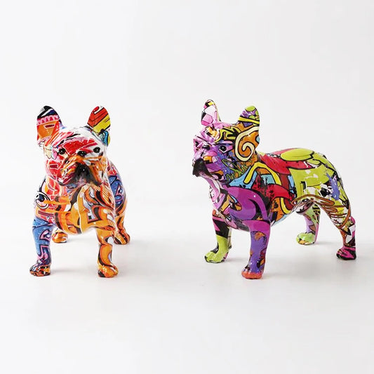 Grafitti-Style Bulldog Figurines