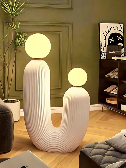 U-Shaped Floor Lamp with Double Spheres